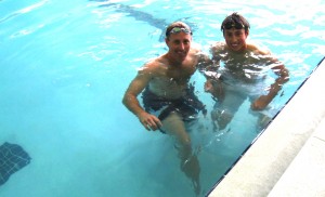 Dave & Oscar Working in the pool
