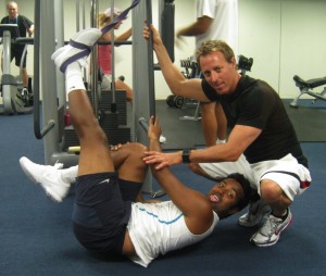 Leander & Dave working it in the gym.